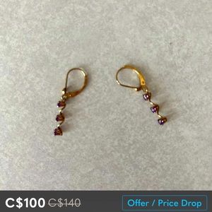 NIB Amethyst earrings 10 k yellow gold